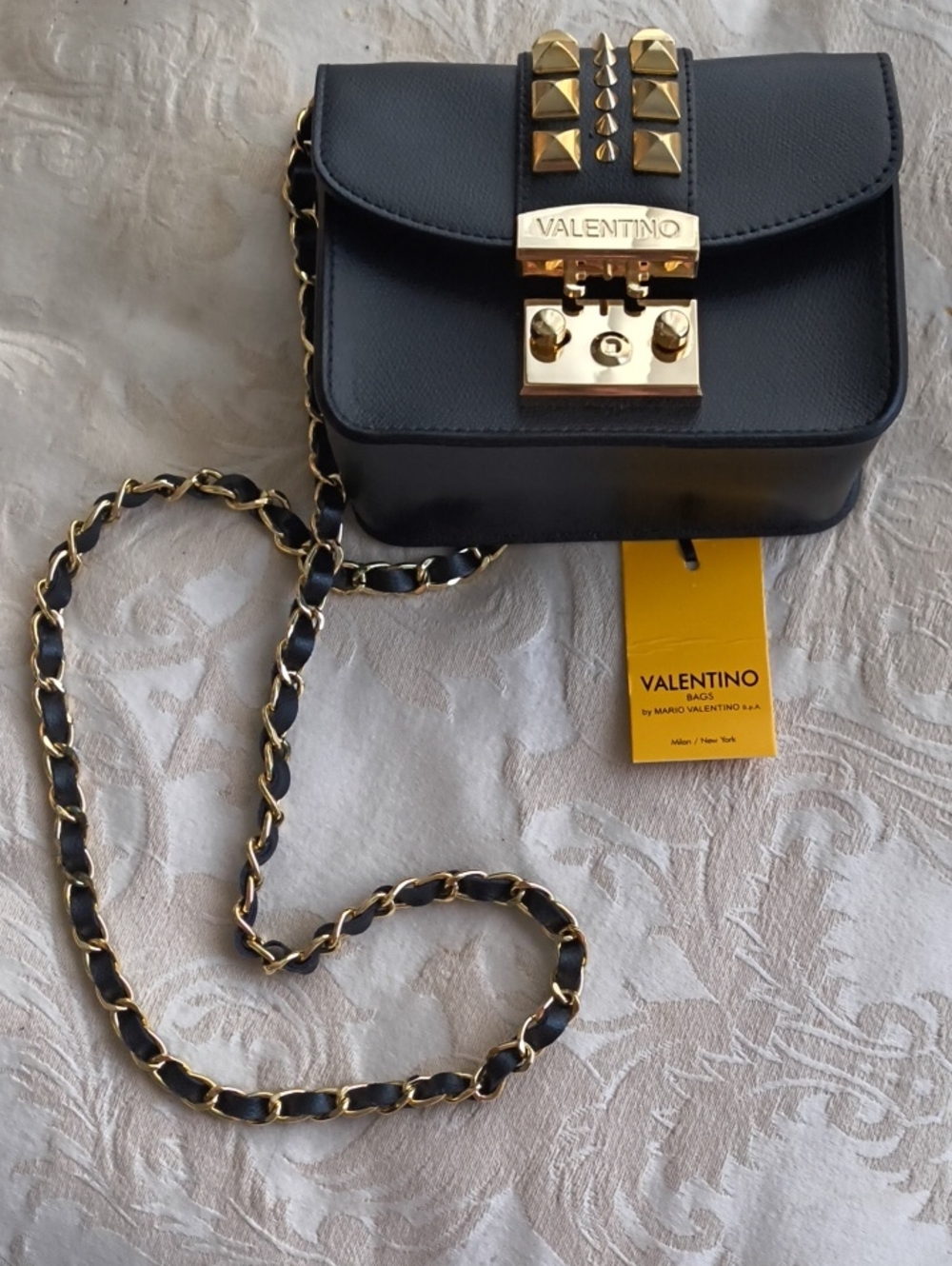 Valentino Black Mini Crossbody with Gold Hardware